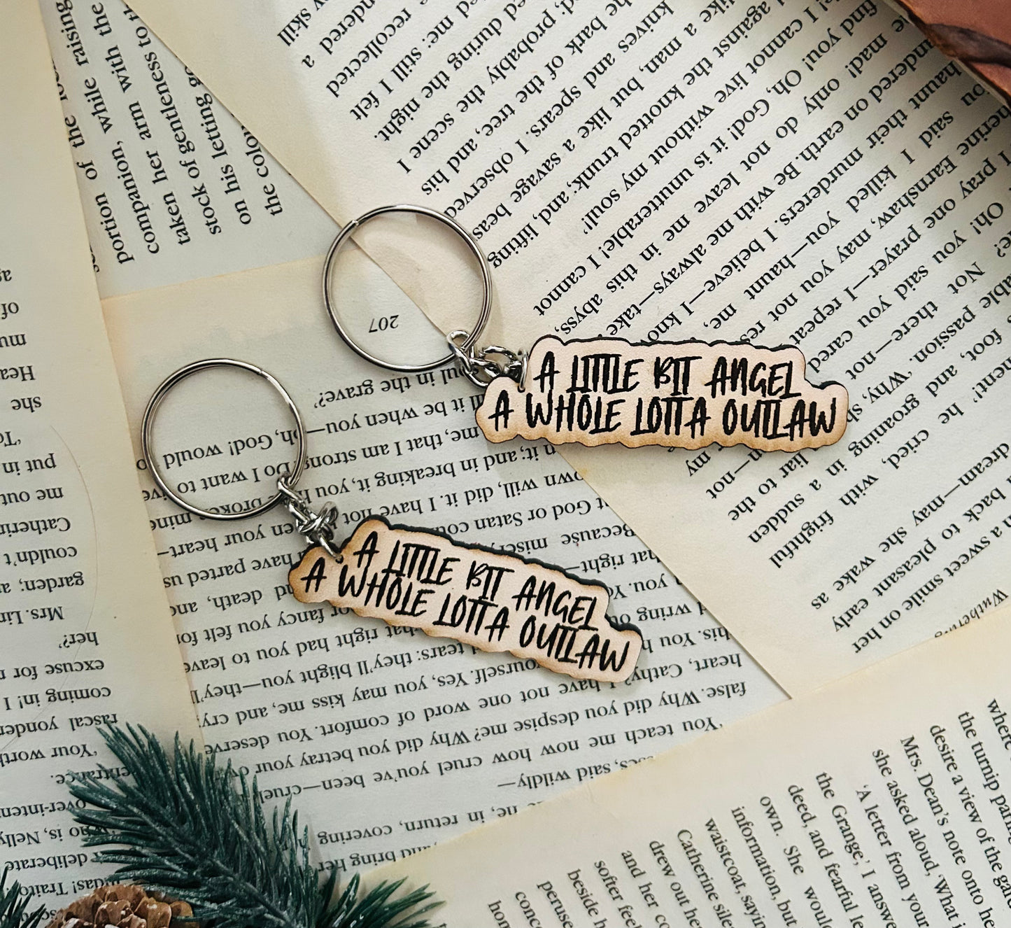 A Little Bit Angel Leather Keyring