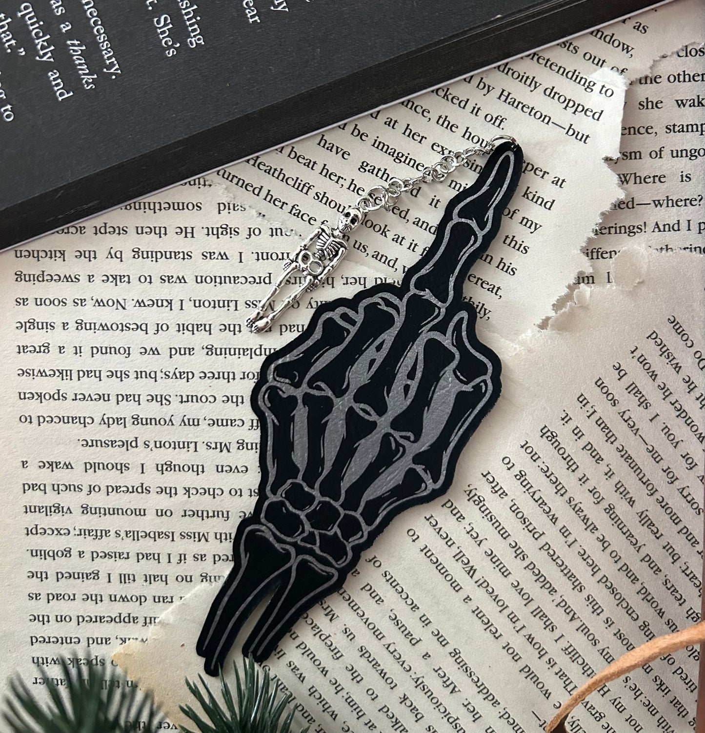 Leatherette Skeleton Hand Bookmark
