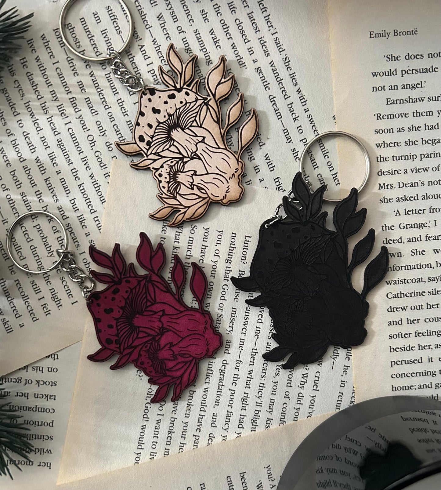 Mushroom Design, Leather Keyring