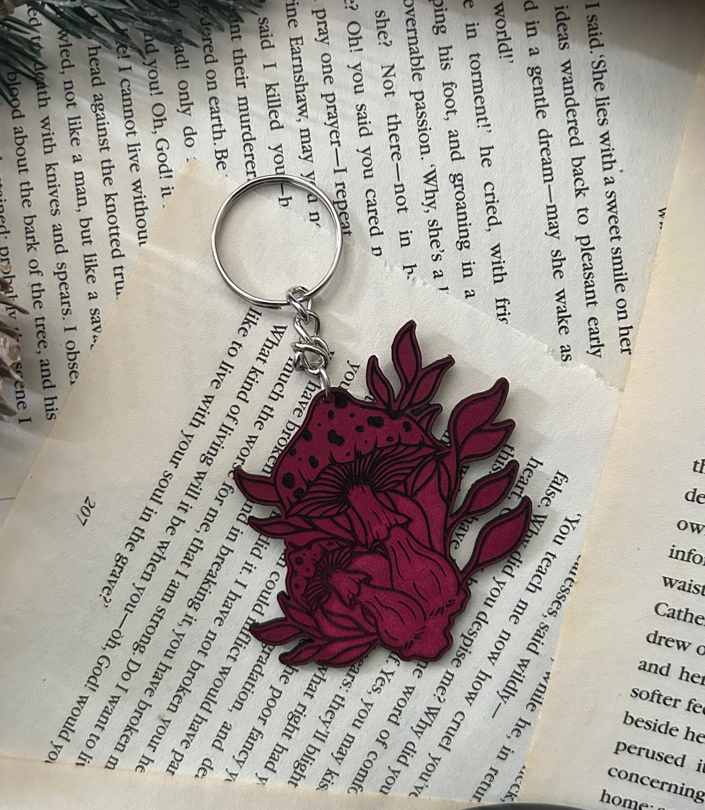 Mushroom Design, Leather Keyring